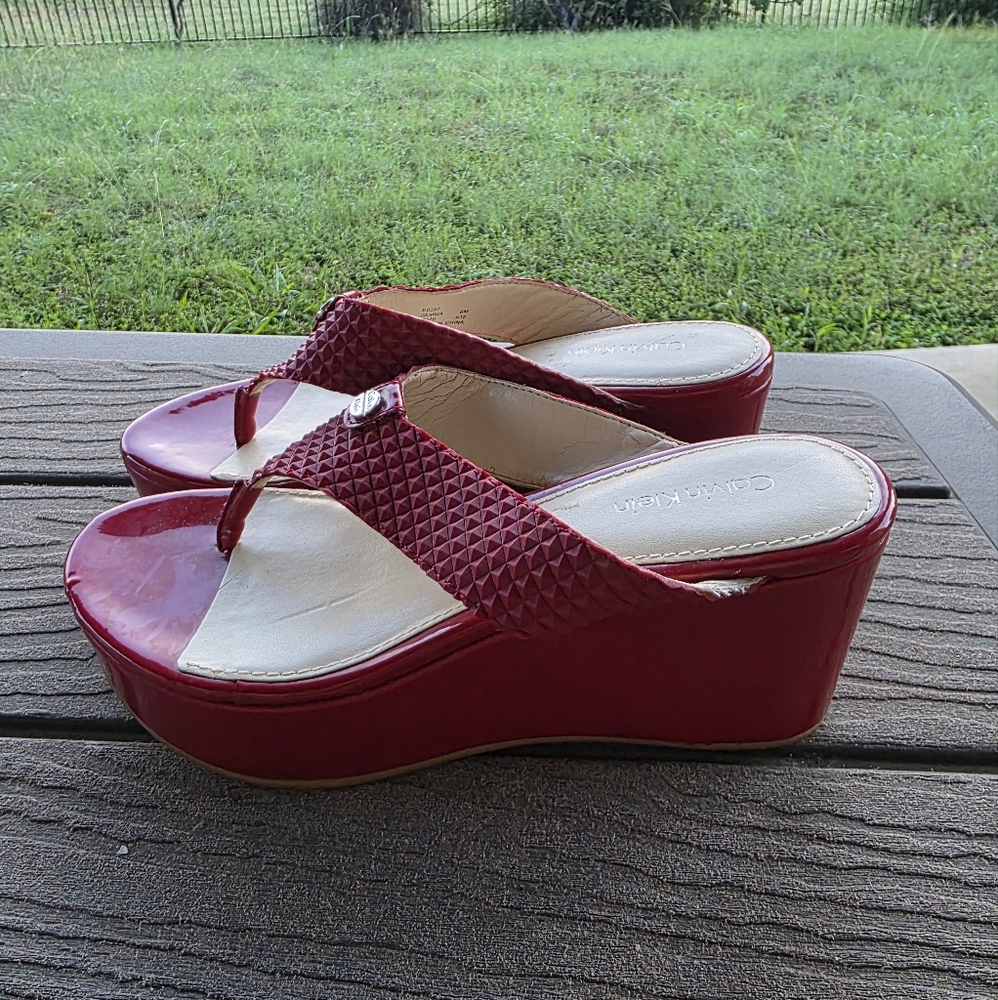 Calvin Klein Cherry Red Wedge Sandals
